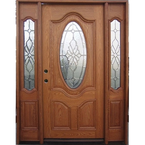 SaferWholesale Triple Ash Deluxe Oval GL06 Solid Wood Entry Door