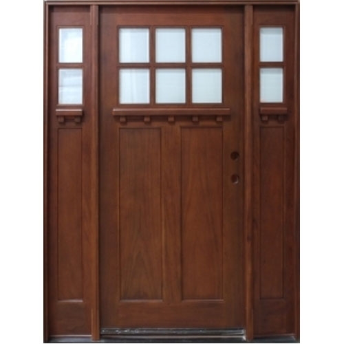 DDC Solid Wood Cherry Exterior Pre-Hung Door with Sidelights