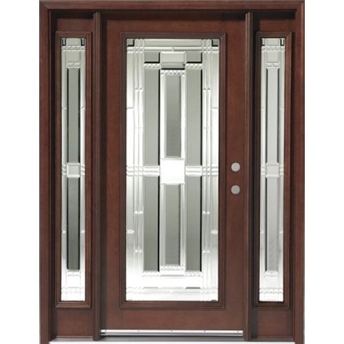 SaferWholesale Triple Mahogany Full Lite Solid Wood Entry Door