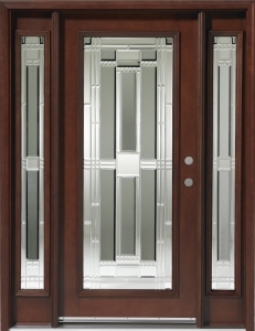 DDC Solid Wood Mahogany Full Light With Sidelights Exterior Pre-Hung Door