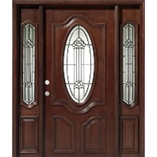 DDC Solid Wood Mahogany Oval Victorian Glass With Sidelights Exterior Pre-Hung Door