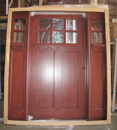 SaferWholesale Mahogany 6-Lite Craftsman Solid Wood Entry Door
