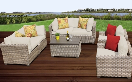 SaferWholesale 2015 Contemporary 7 Piece Outdoor Wicker Patio Furniture Set