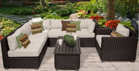 SaferWholesale 2015 Rustic 7 Piece Outdoor Wicker Patio Furniture Set