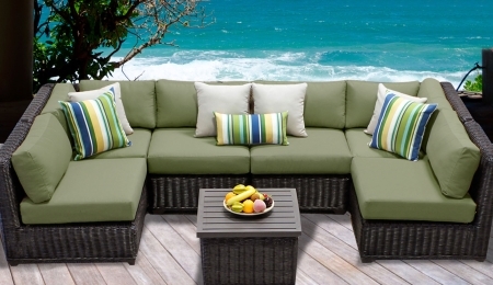 SaferWholesale 2015 Rustic 7 Piece Outdoor Wicker Patio Furniture Set
