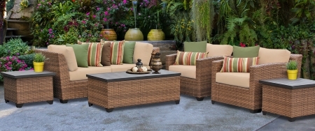 SaferWholesale 2015 Toscano 7 Piece Outdoor Wicker Patio Furniture Set