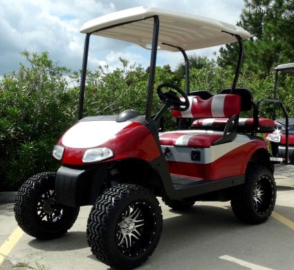 SaferWholesale EZGO 48 Volt Rxv Red/Silver Golf Cart 2 Tone Seats 6