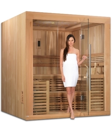 SaferWholesale 4-6 Person Sauna Traditional Steam Cedar, Oslo Edition - Built in FM Radio and Bluetooth Connection