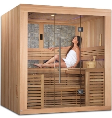SaferWholesale 4-6 Person Sauna Traditional Steam Cedar, Bergen Luxury Edition - Built in FM Radio and Bluetooth Connection