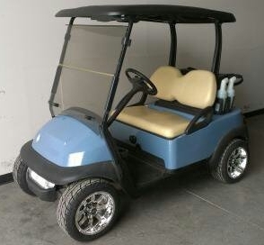 SaferWholesale Baby Blue 48v Electric Club Car Precedent Golf Cart w/ Custom Rims & Tires