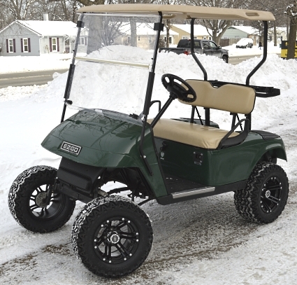 SaferWholesale Ez Go Lifted Golf Cart - Grasshopper Edition With Custom Rims & Tires