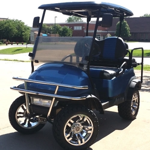 SaferWholesale Club Car Precedent Lifted Gas Golf Cart with Black/Blue Seats