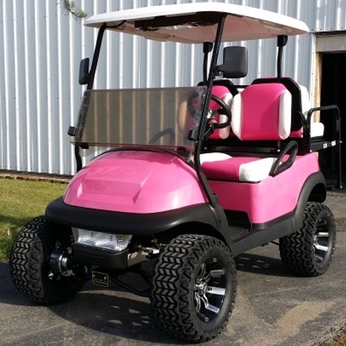 SaferWholesale 48v Pink Lifted 4x4 Electric Club Car Golf Cart