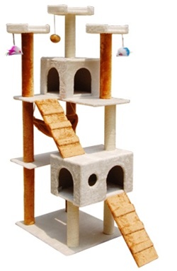 SaferWholesale Gold and White Forest 6 in 1 Cat Tree House