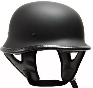 SaferWholesale German Flat Black Motorcycle Cruiser Half Helmet (DOT Approved)