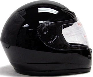 SaferWholesale Gloss Solid Black TMS Full Face Motorcycle Helmet (DOT Approved)