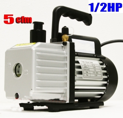 SaferWholesale 1/2HP 5CFM Single Stage Vacuum Pump w/ HVAC A/C Refrigeration Gauge Set & a Free Bottle Vacuum Oil
