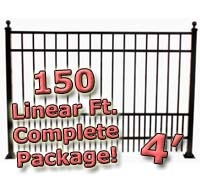 SaferWholesale 150 ft Complete Puppy Panel Residential Aluminum Fence 4' High Fencing Package