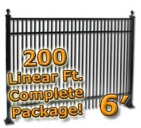 SaferWholesale 200 ft Complete Double Picket Residential Aluminum Fence 6' High Fencing Package