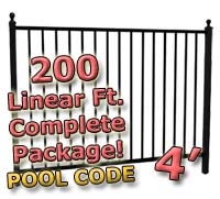 SaferWholesale 200 ft Complete Pool Code Residential Aluminum Fence 4' High Fencing Package