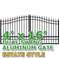 SaferWholesale 4' x 16' Residential Dual Aluminum Estate Style Driveway Gate