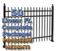SaferWholesale 50 ft Complete Spear Top Residential Aluminum Fence 54