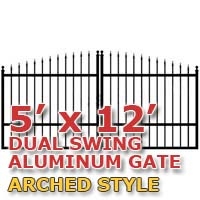 SaferWholesale 5' x 12' Residential Dual Aluminum Arch Style Driveway Gate