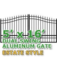 SaferWholesale 5' x 16' Residential Dual Aluminum Estate Style Driveway Gate