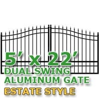 SaferWholesale 5' x 22' Residential Dual Aluminum Estate Style Driveway Gate