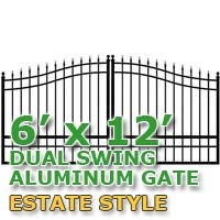 SaferWholesale 6' x 12' Residential Dual Aluminum Estate Style Driveway Gate