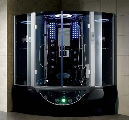 SaferWholesale Luxury Black Jetted Tub and Steam Shower Room - 64.1