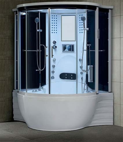SaferWholesale Prestige White Jetted Tub and Steam Shower Room - 57