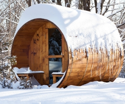 NAT 8' Six Person Nordic Pine Outdoor Barrel Sauna w/ Sauna Heater