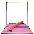 High Quality 3'-5' Purple Adjustable Bar with 8' Pink Beam and 8' Folding Mat