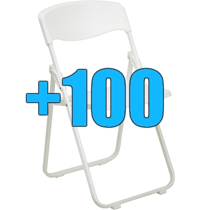 SaferWholesale Package of 100 White Heavy Duty Steel Frame Folding Chairs