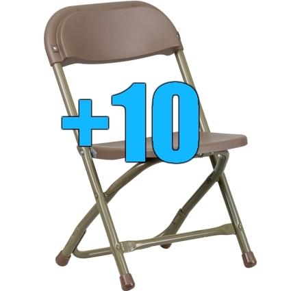 SaferWholesale Package of 10 Brown Kid Sized Folding Chairs
