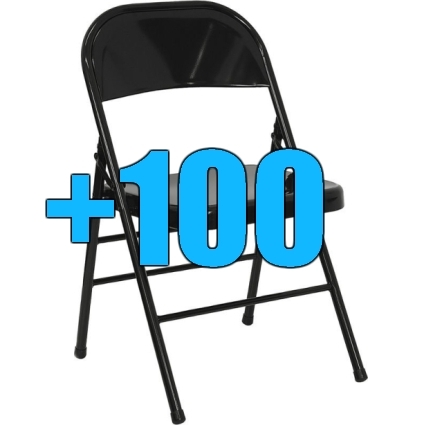 SaferWholesale Package of 100 Black Steel Frame Folding Chairs