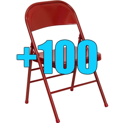 SaferWholesale Package of 100 Heavy Duty Red Metal Folding Chairs