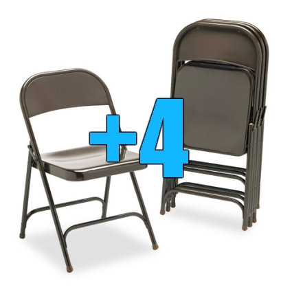 SaferWholesale Package of 4 Heavy Duty Mocha Metal Folding Chairs