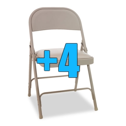 SaferWholesale Package of 4 Padded Tan Metal Folding Chairs