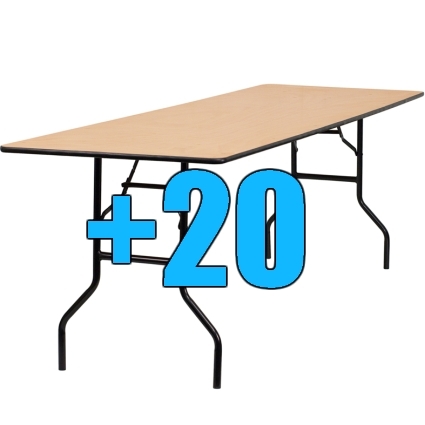 SaferWholesale Package of 20 Wooden 8ft Folding Tables