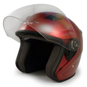 SaferWholesale Adult Red Metro Open Face Motorcycle Helmet (DOT Approved)