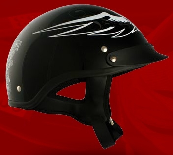 SaferWholesale Adult Dark Angel Black Half Helmet Cruising Helmet (DOT Approved)