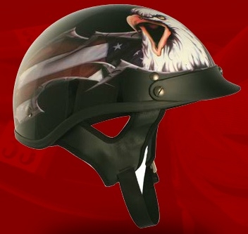 SaferWholesale Adult USA Black Half Helmet Cruising Helmet (DOT Approved)