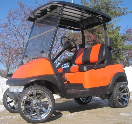 SaferWholesale 48V Burnt Orange Club Car Precedent Lifted Electric Golf Cart