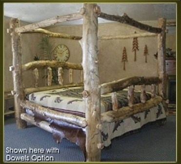 SaferWholesale Classic Rustic Furniture Aspen Log Canopy Bed