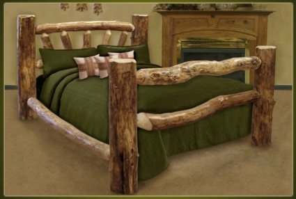 SaferWholesale Custom Rustic Furniture Log Bed