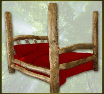 SaferWholesale Custom Rustic Furniture Aspen Log Poster Bed
