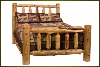 SaferWholesale Rustic Furniture Traditional Log Bed - Complete Bed