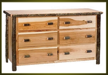 SaferWholesale Rustic Furniture Hickory 6 Drawer Dresser